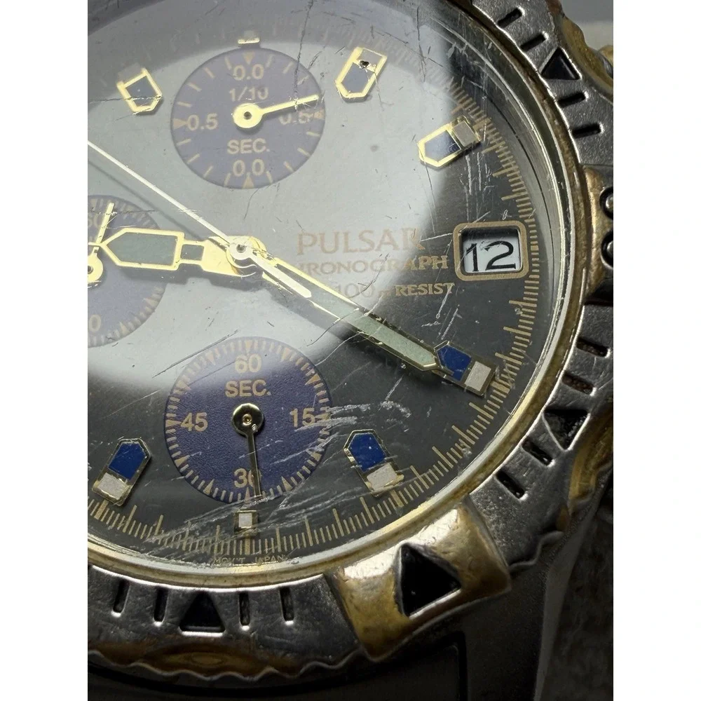 Worn Pulsar V657X010 New Battery Chronograph Mens Watch 38MM‎ 8